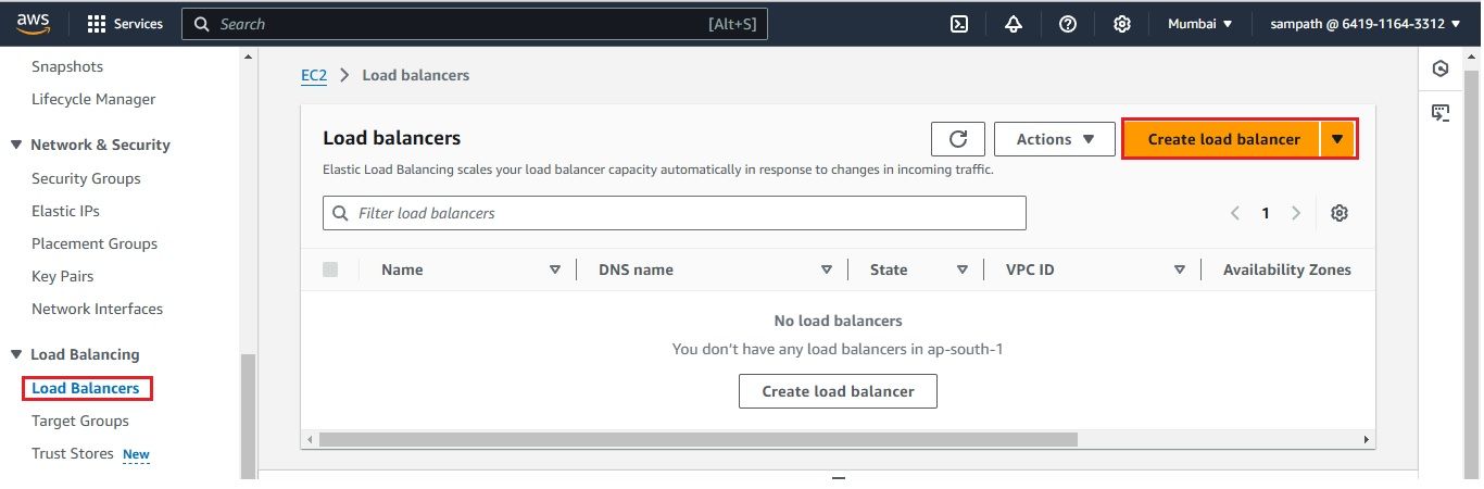 AWS EC2 Console - Creating Application Load Balancer (ALB)