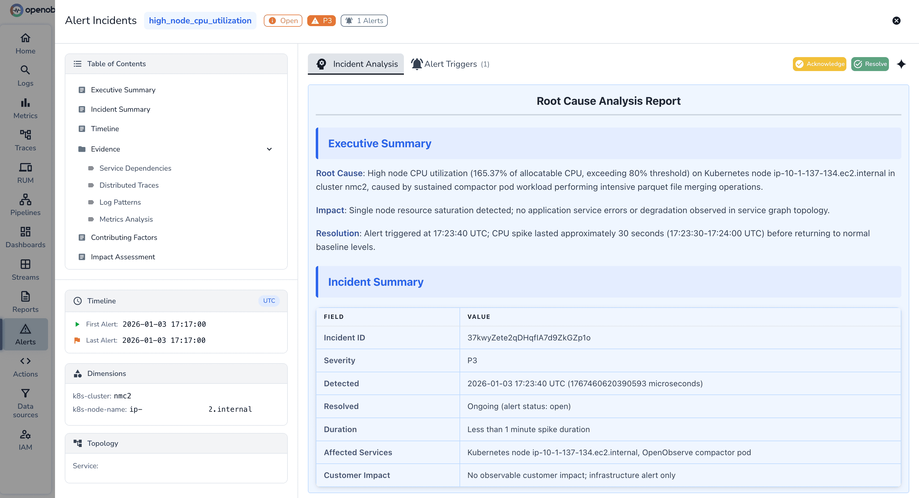 Root Cause Analysis Report: OpenObserve