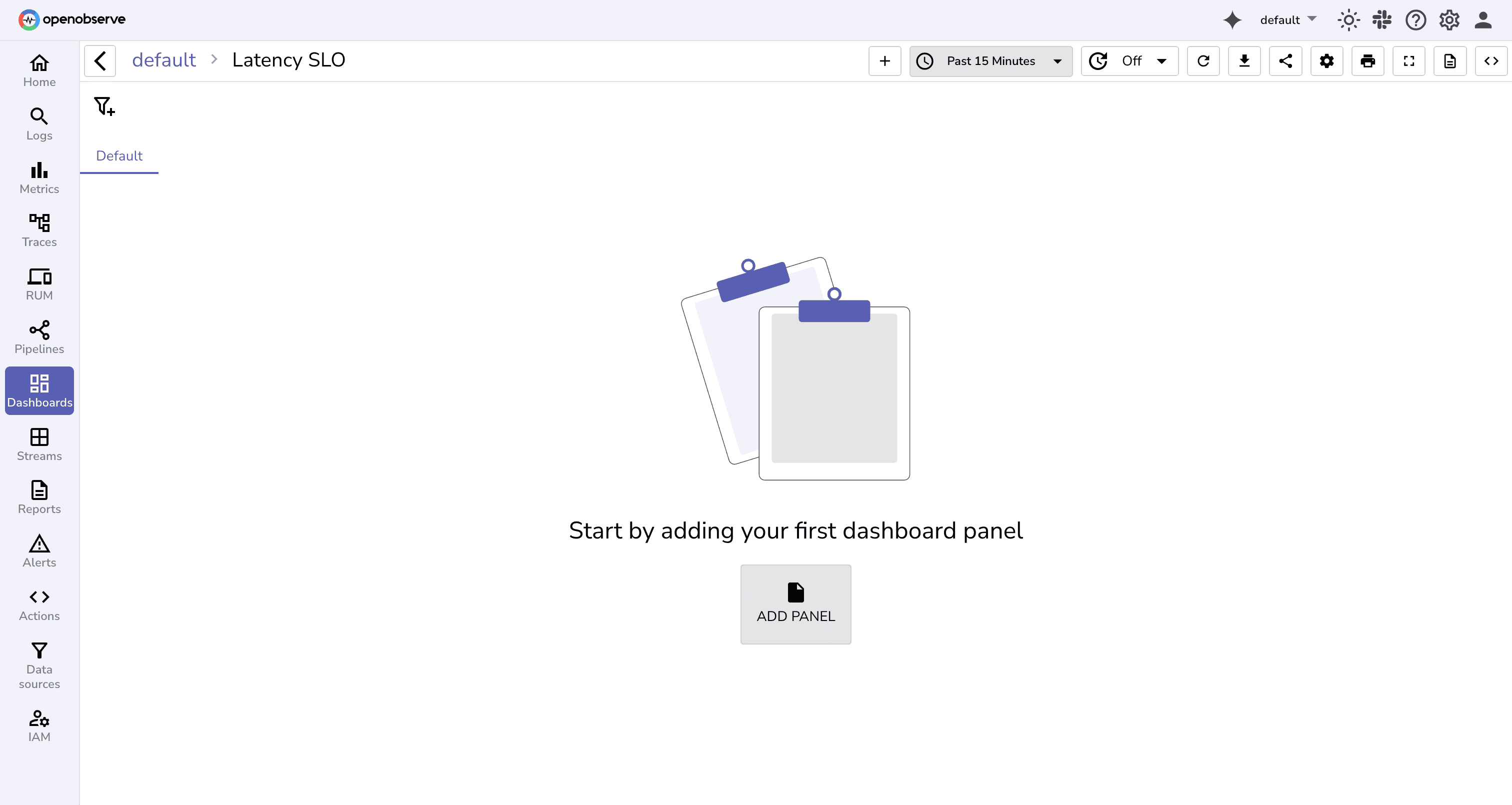Adding panels dashboard in OpenObserve