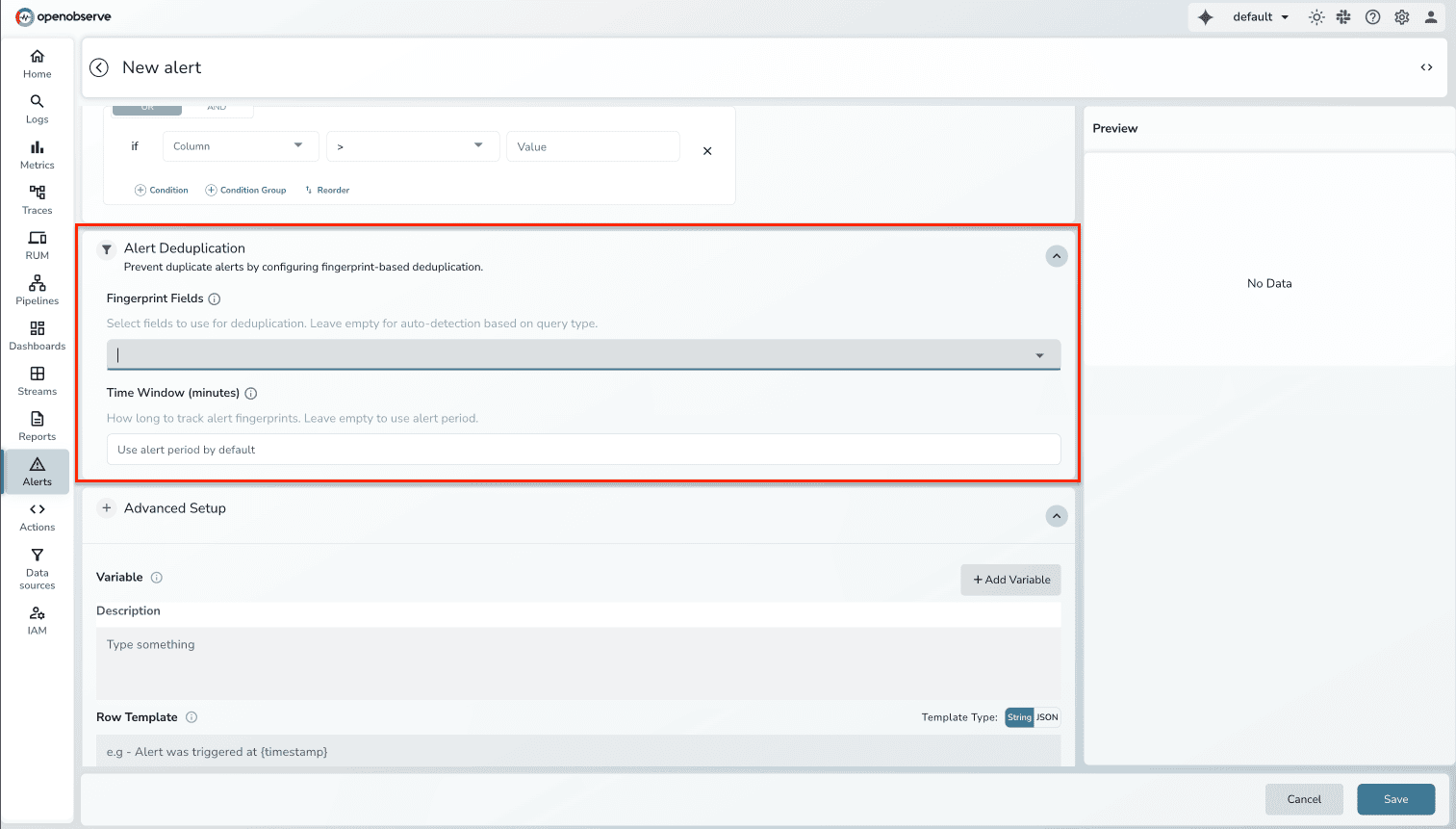 Alert Deduplication Configuration UI