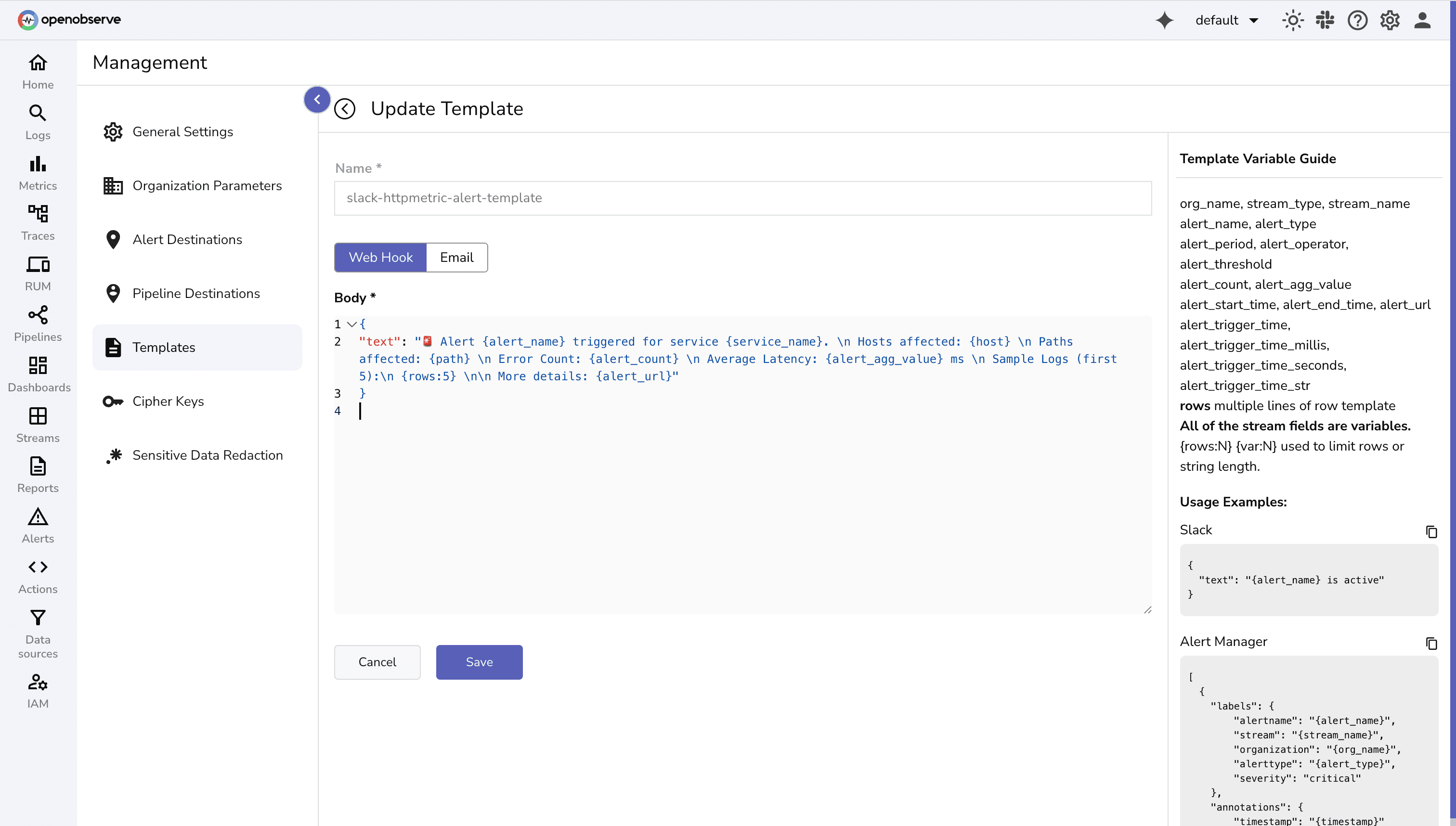 Create Templates for Alert Messages