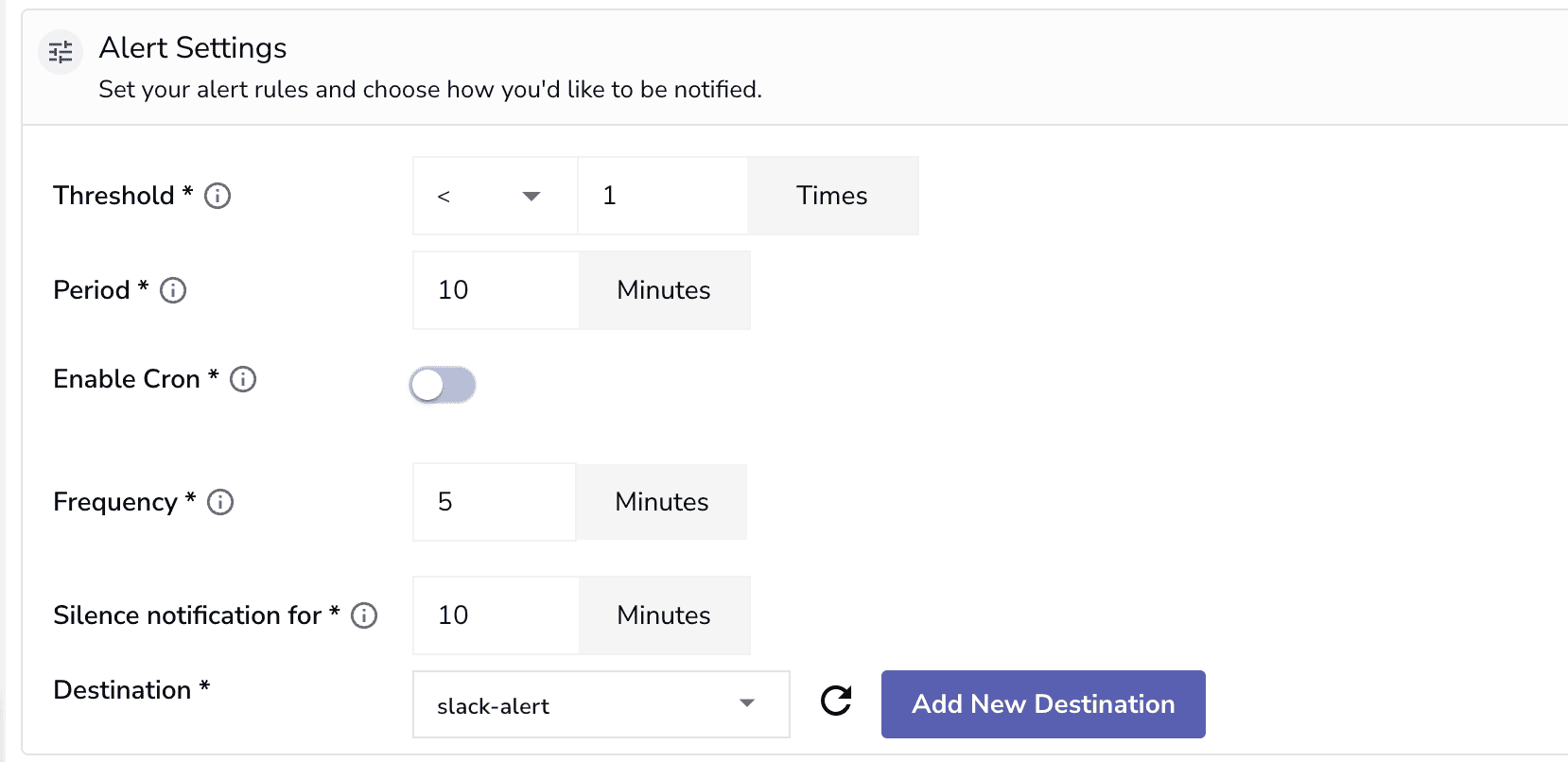 Setting alert frequency as regular intervals
