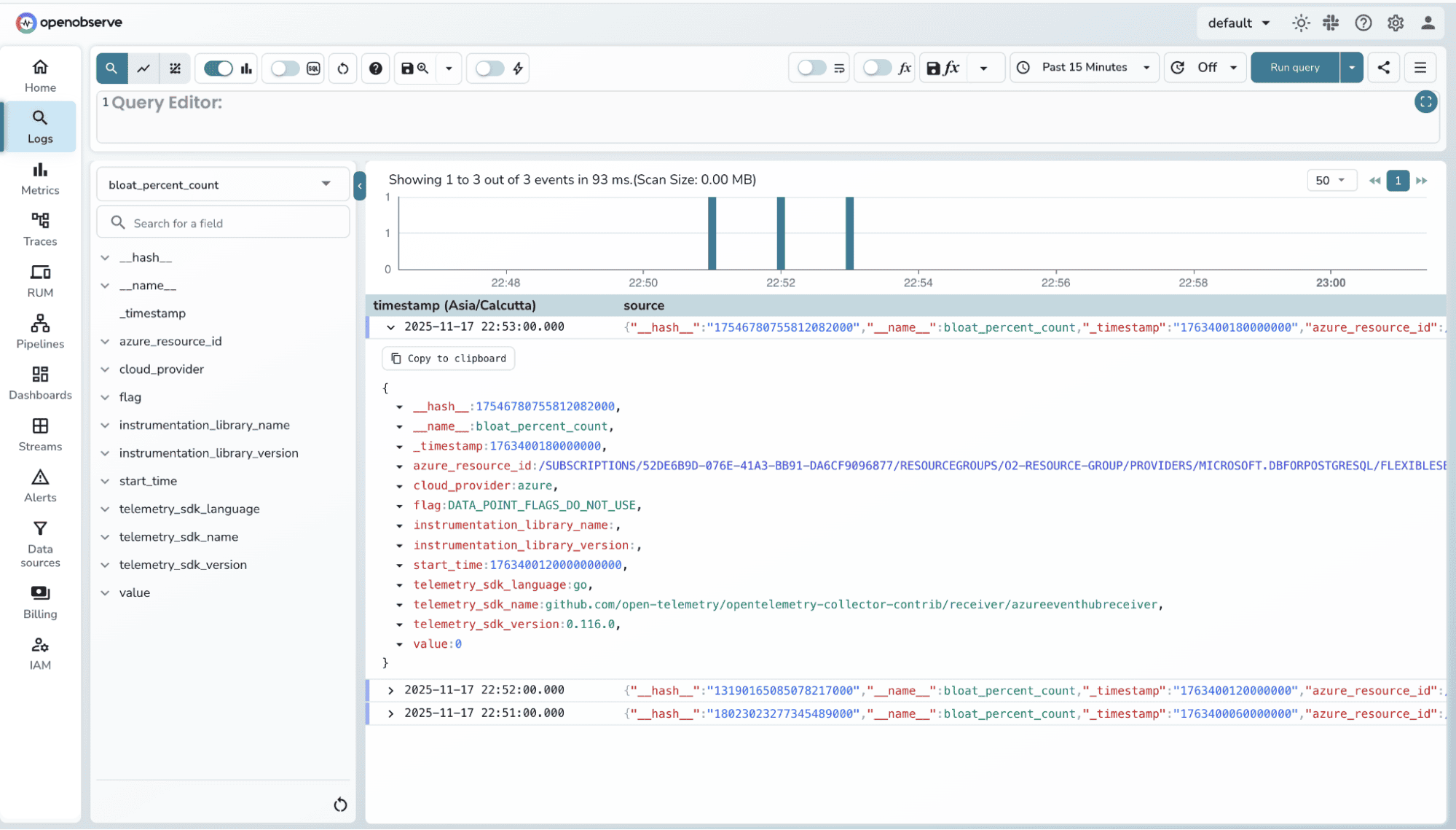 Azure Postgres Metrics Monitoring