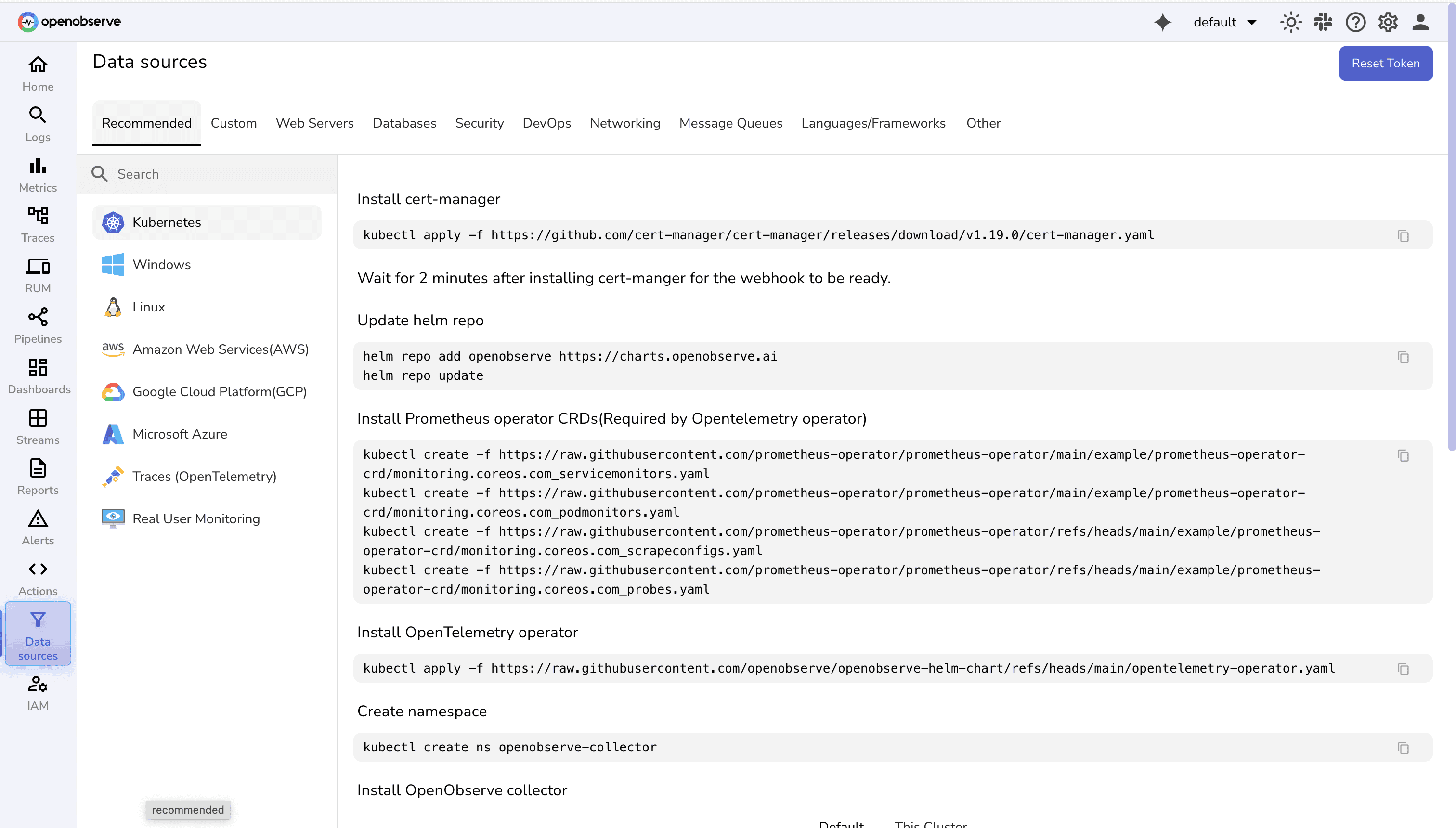 Collecting telemetry data from K8s 
