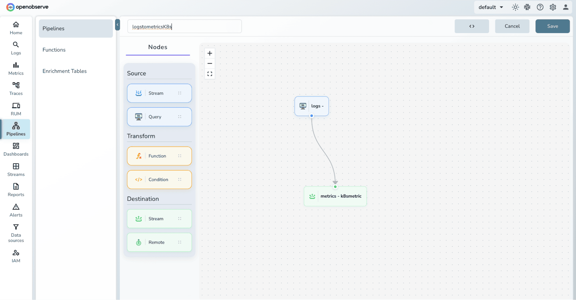 Connect the pipeline nodes