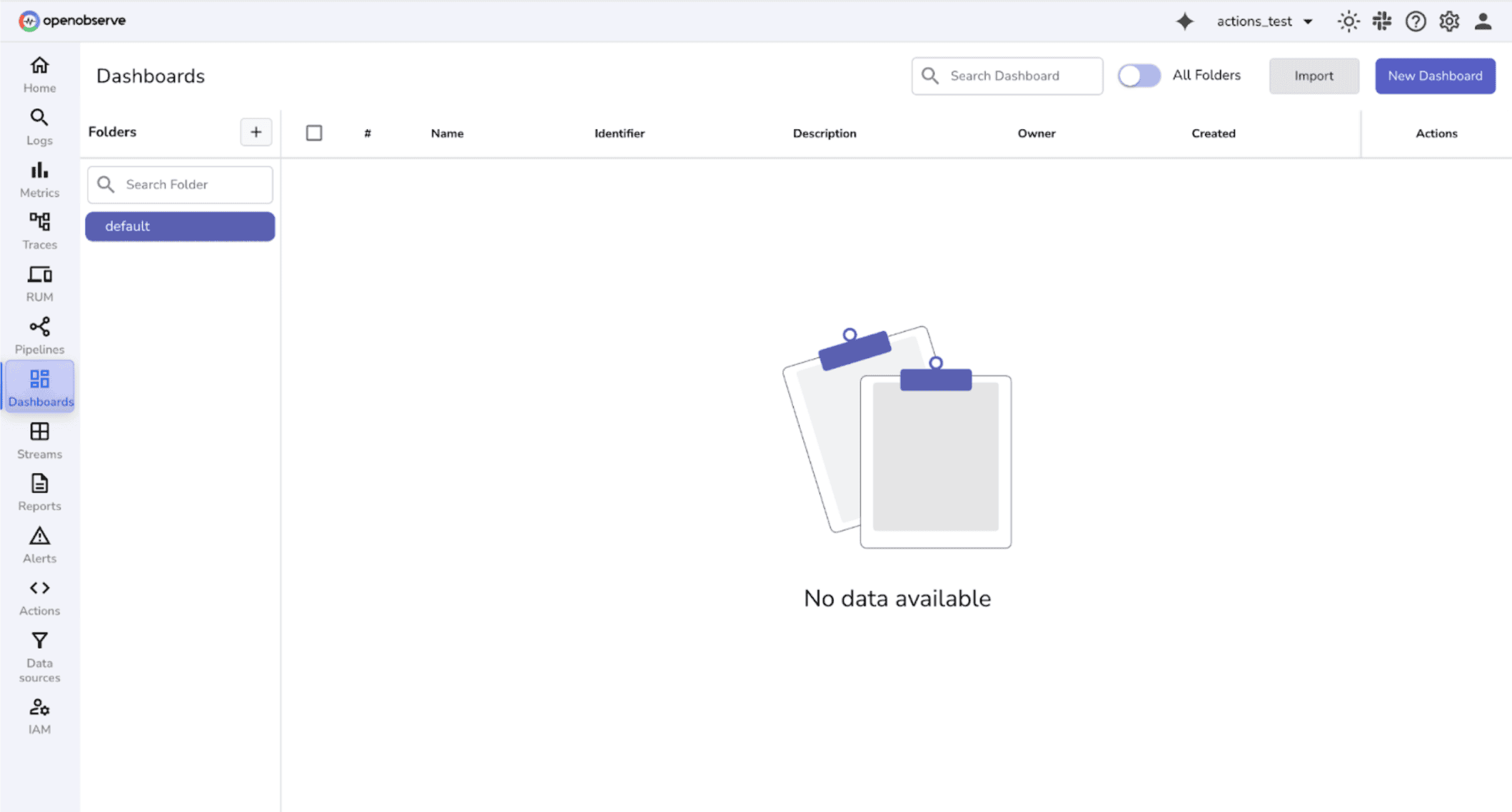 Dashboard Import in OpenObserve UI
