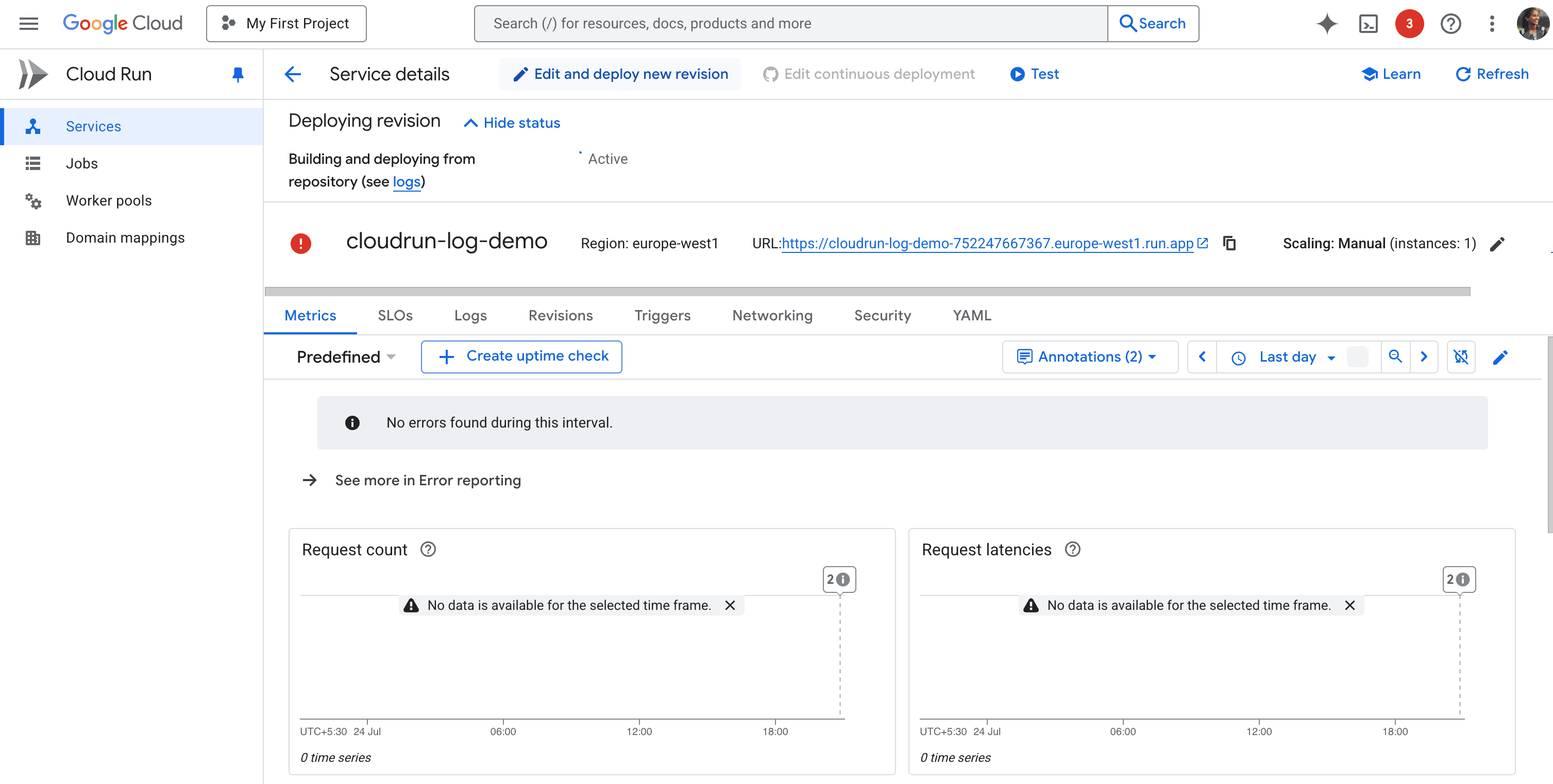 Editing and deploying a new revision for Google Cloud Run