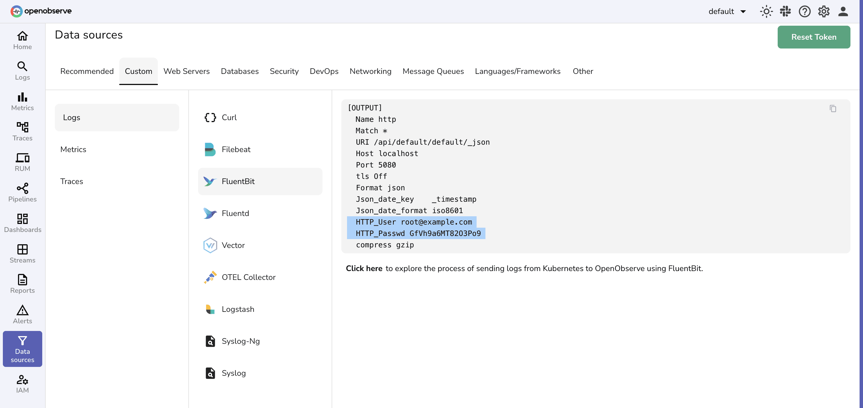 Fetching Authorization token from OpenObserve UI