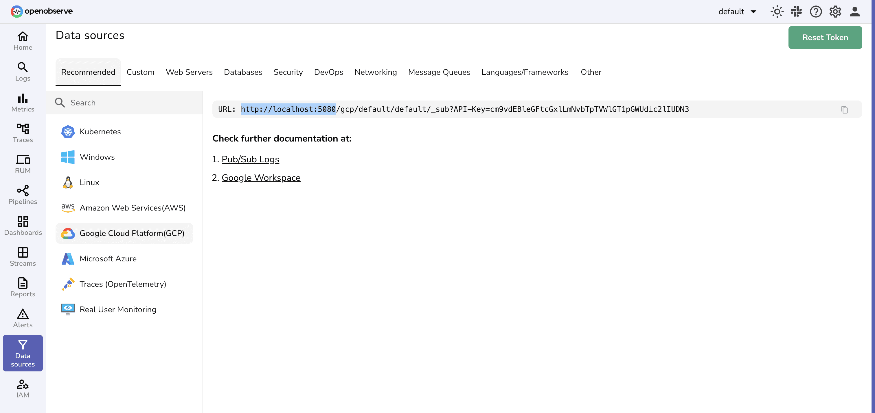 Fetching the OpenObserve URL from the UI