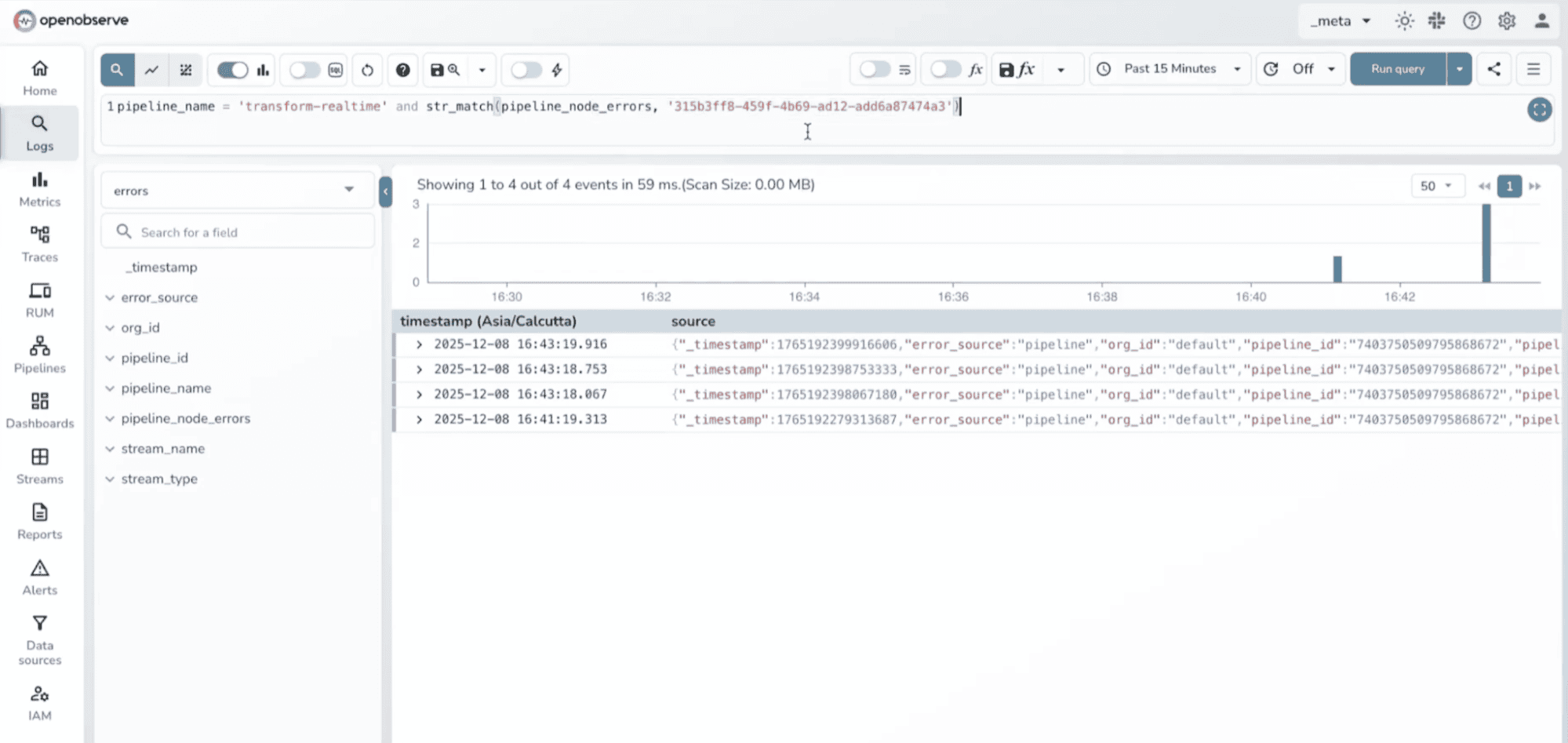 Filtering by Error Node ID