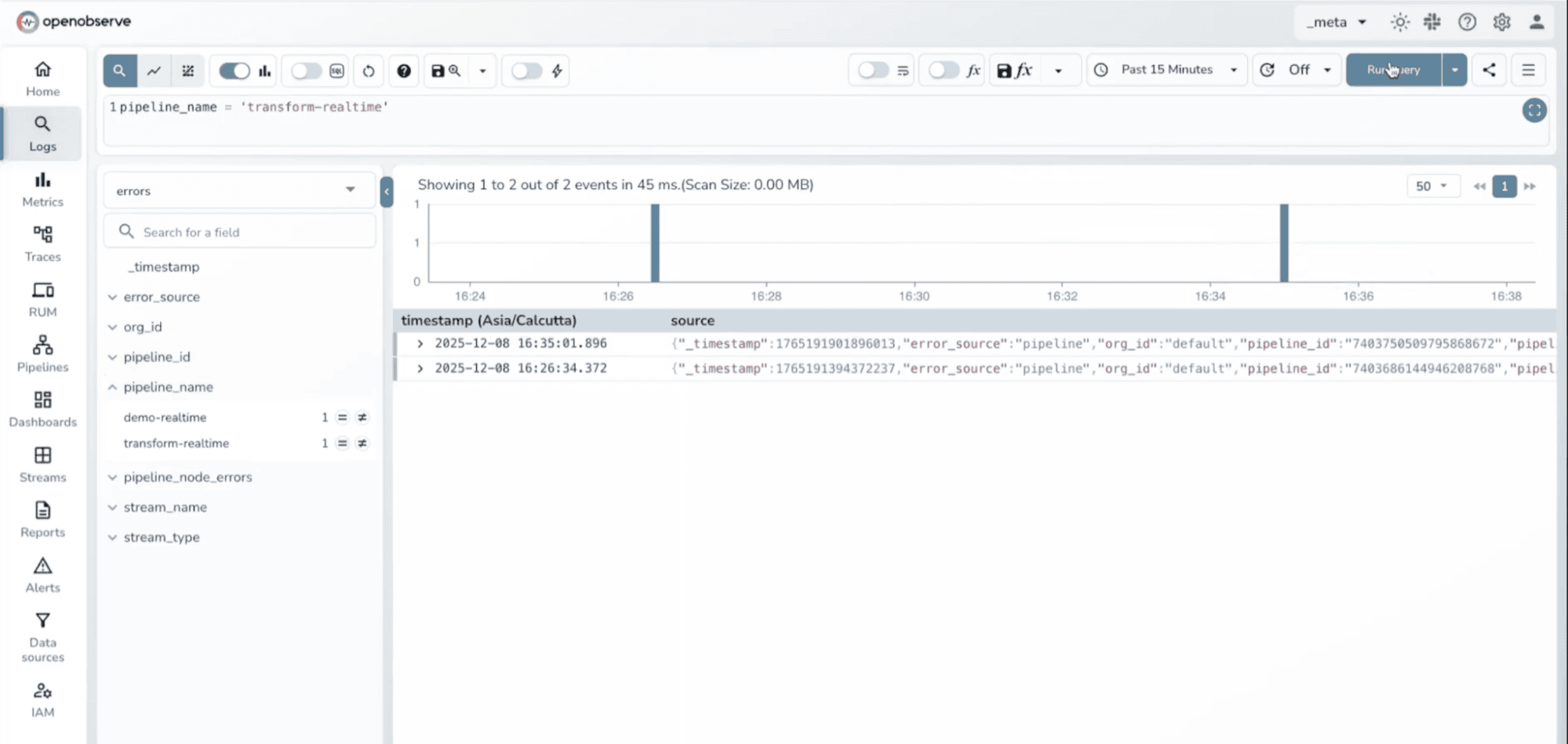 Filtering by Pipeline name