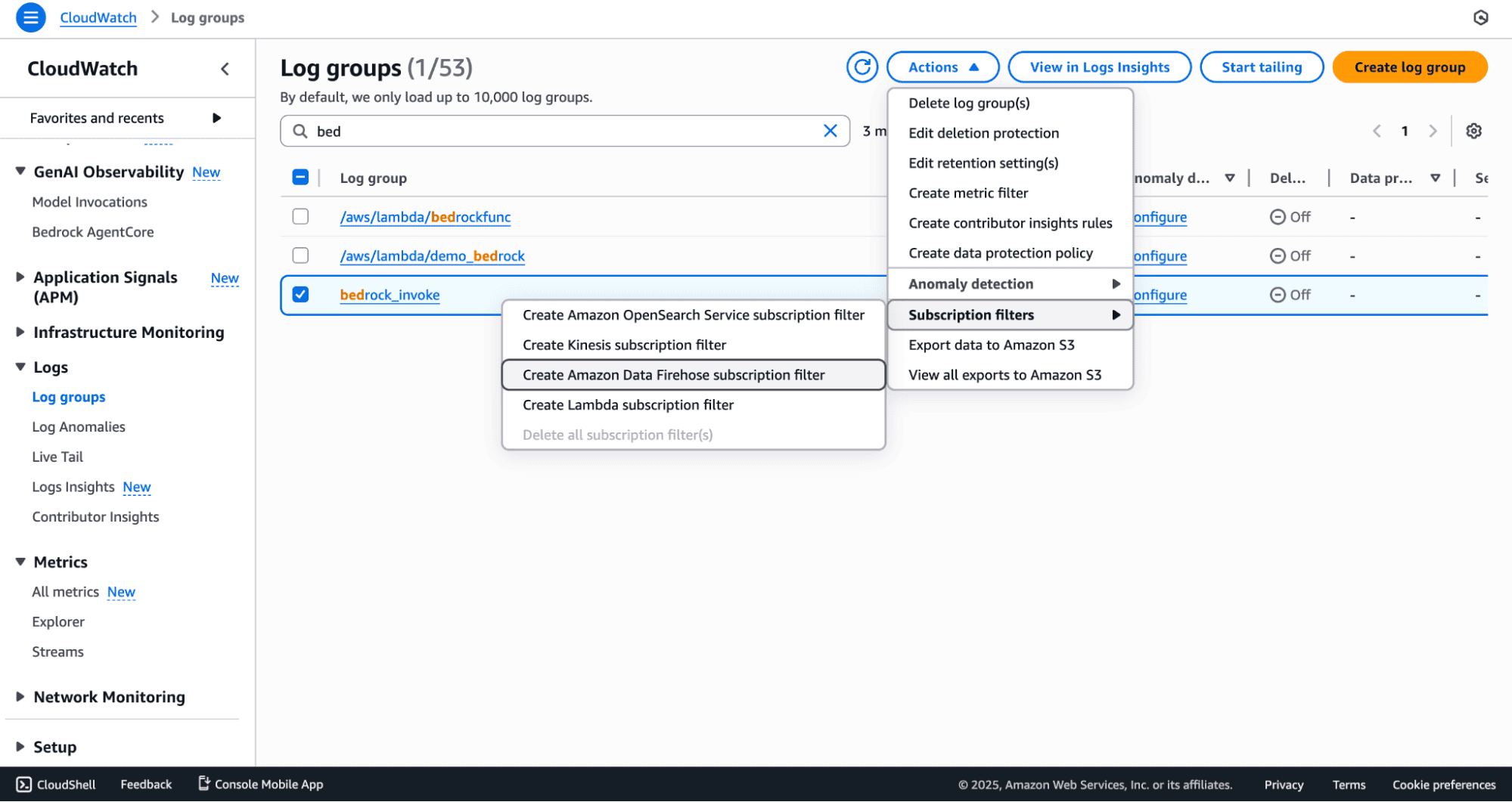 Create a Subscription Filter