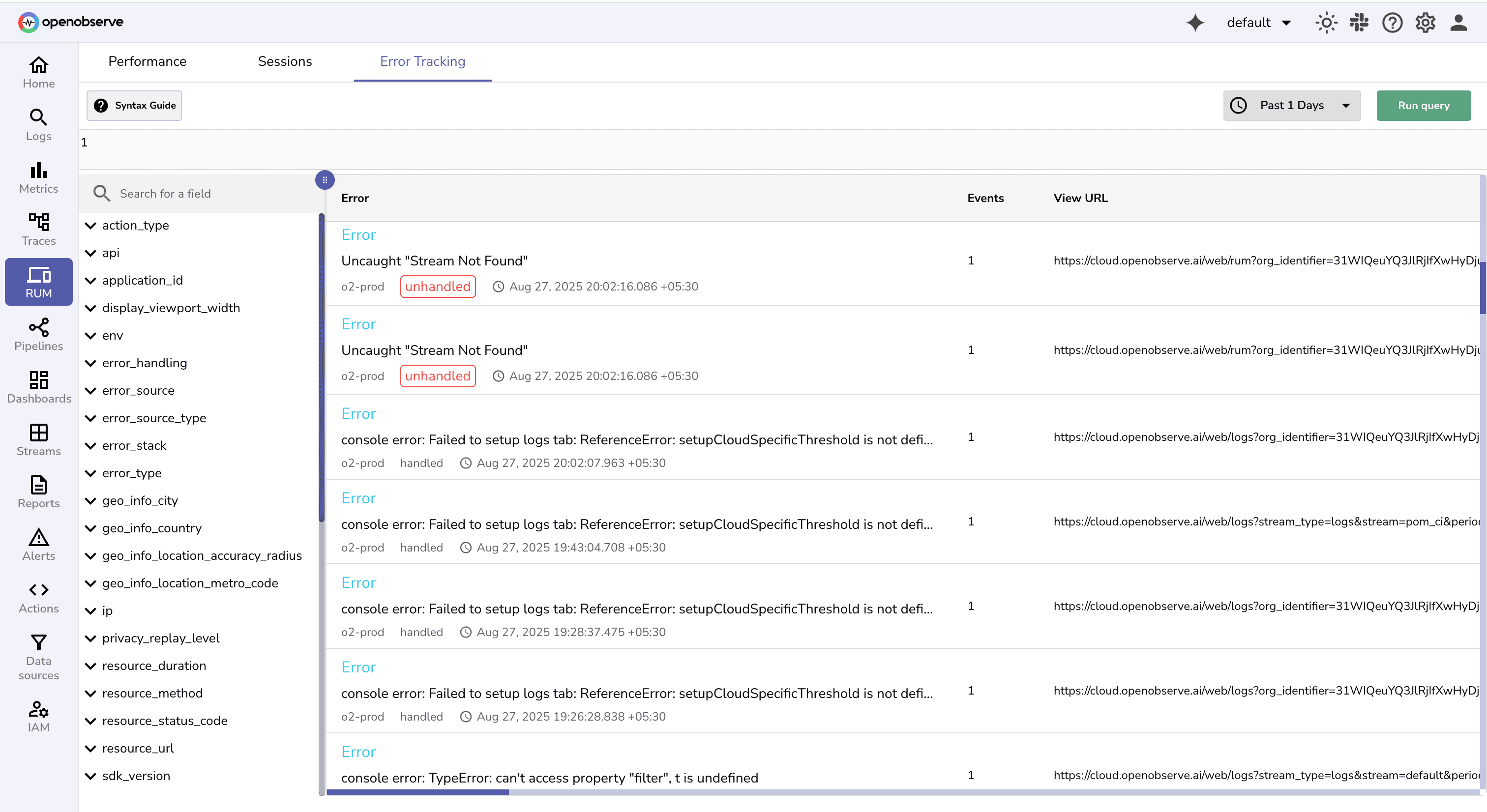Error Tracking for Frontend Monitoring in OpenObserve
