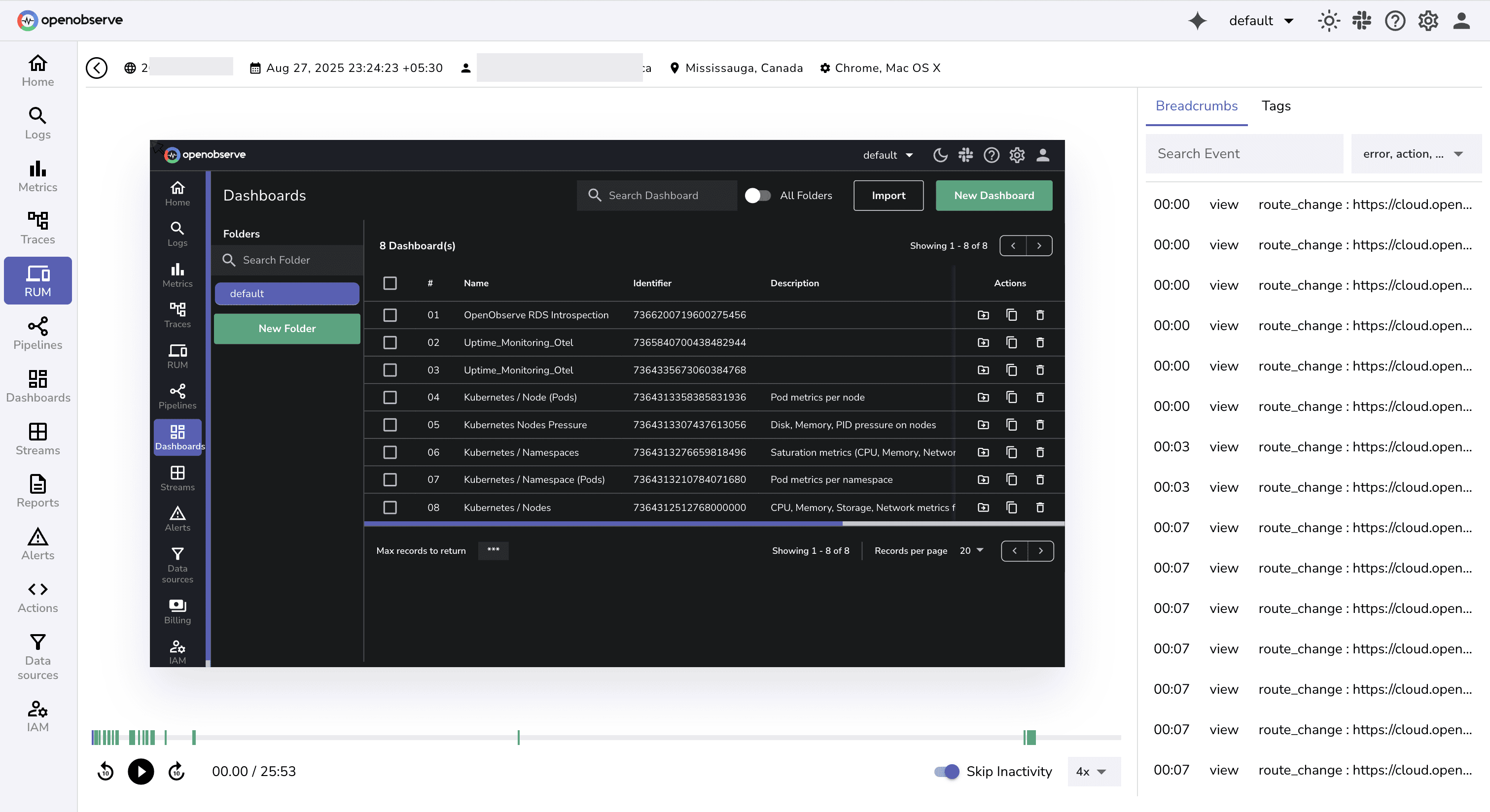 Session Replays in OpenObserve
