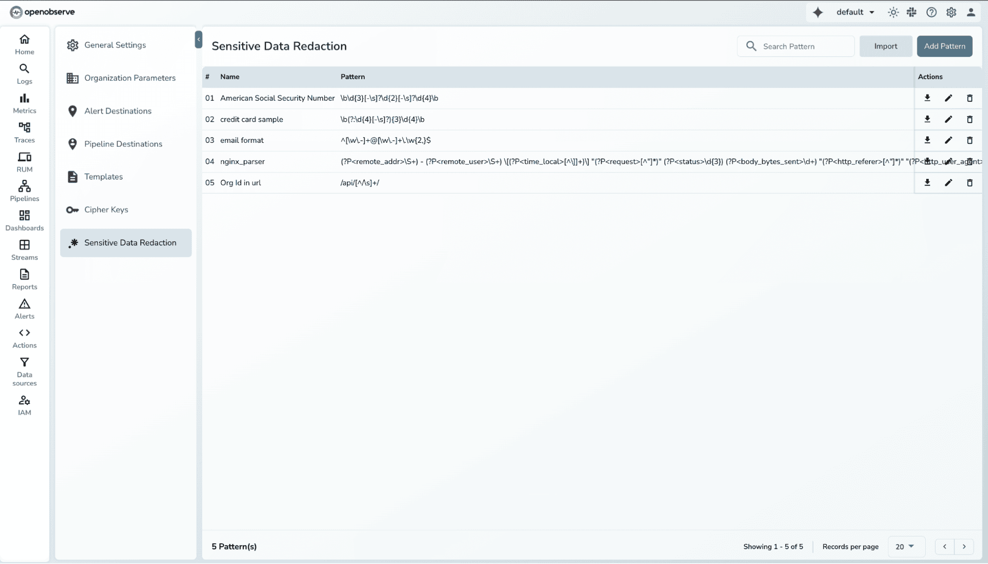 SDR tab in Management Settings