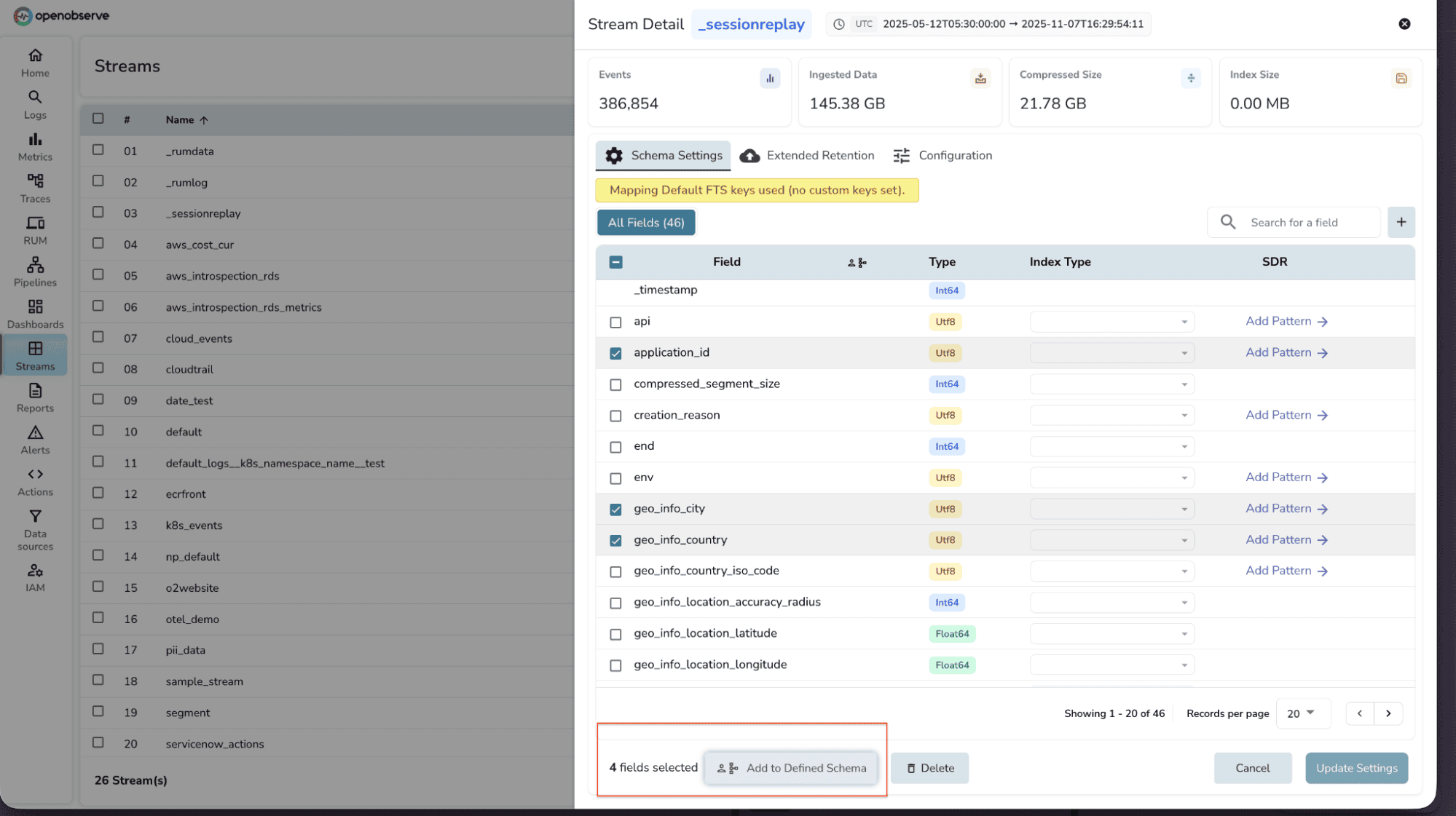 User-defined Schema for Metrics & Traces