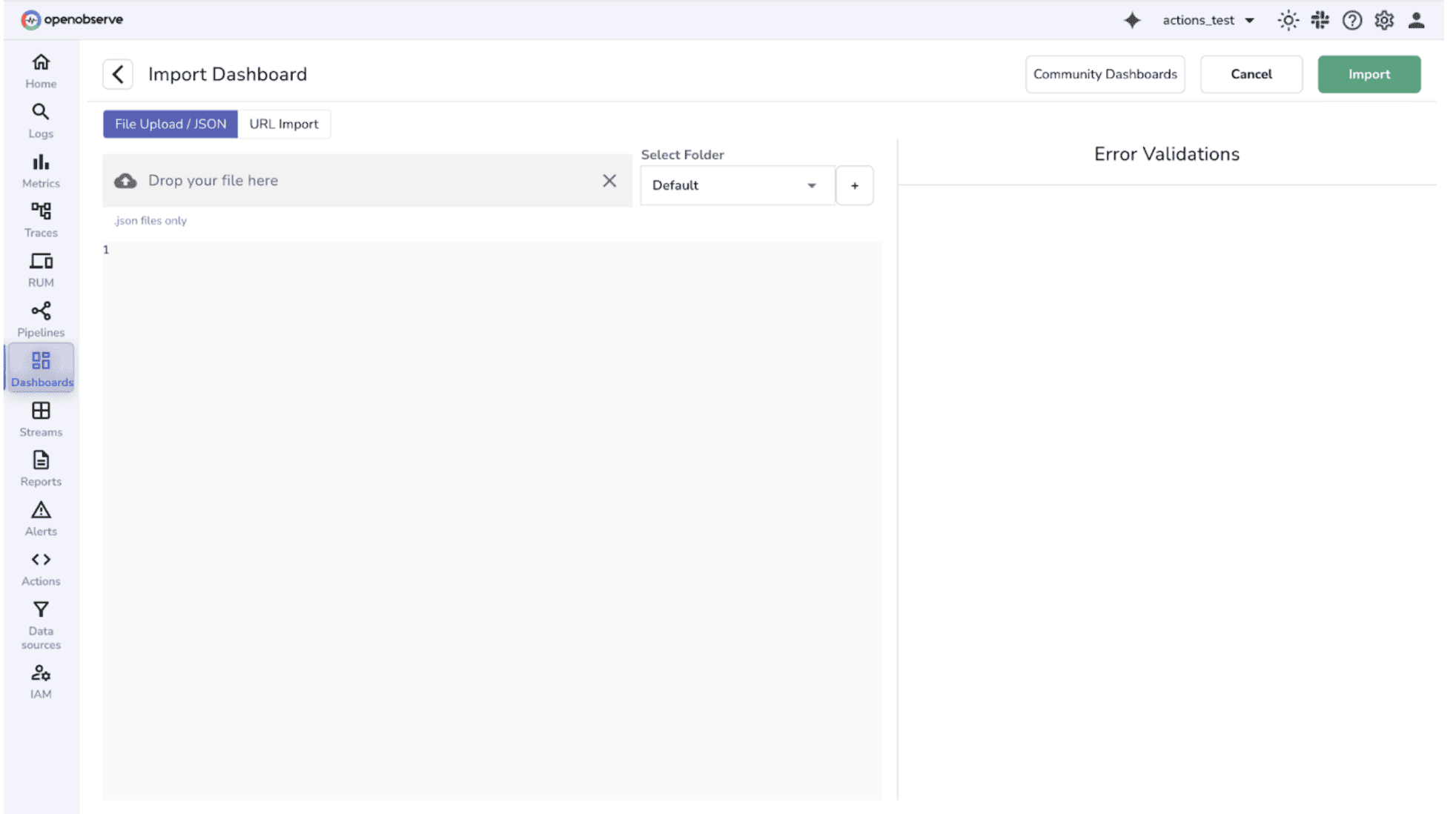 Importing K8s Dashboard in OpenObserve using Json files