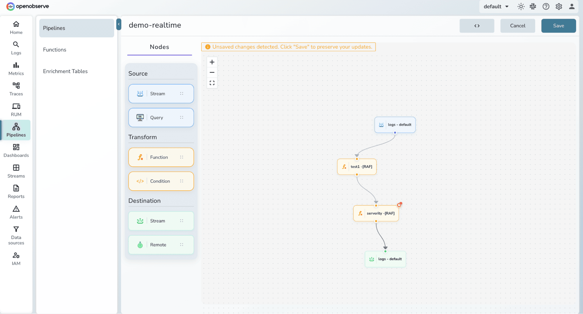 Multi-level transformation stream