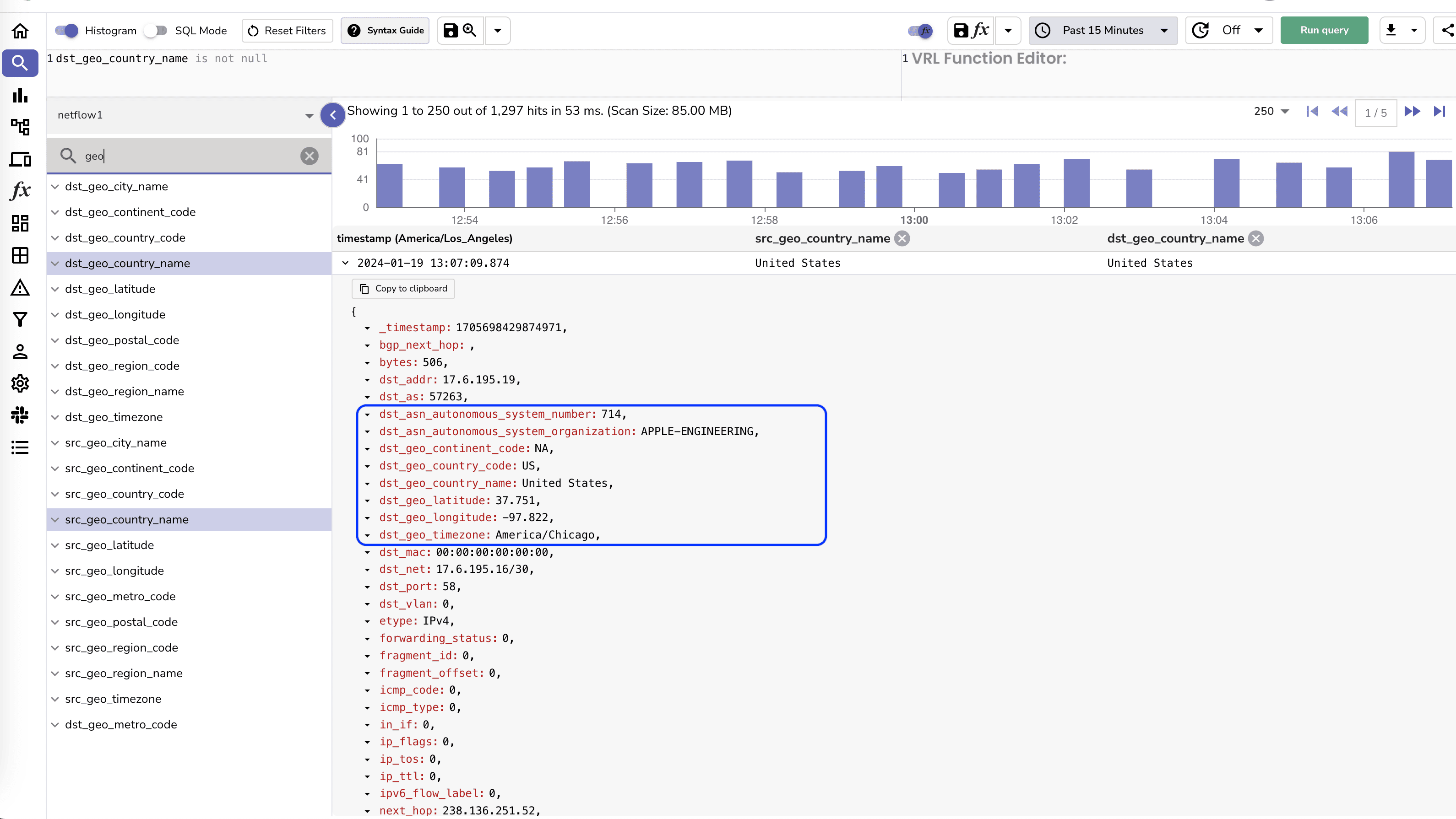 netflow logs parsed in OpenObserve