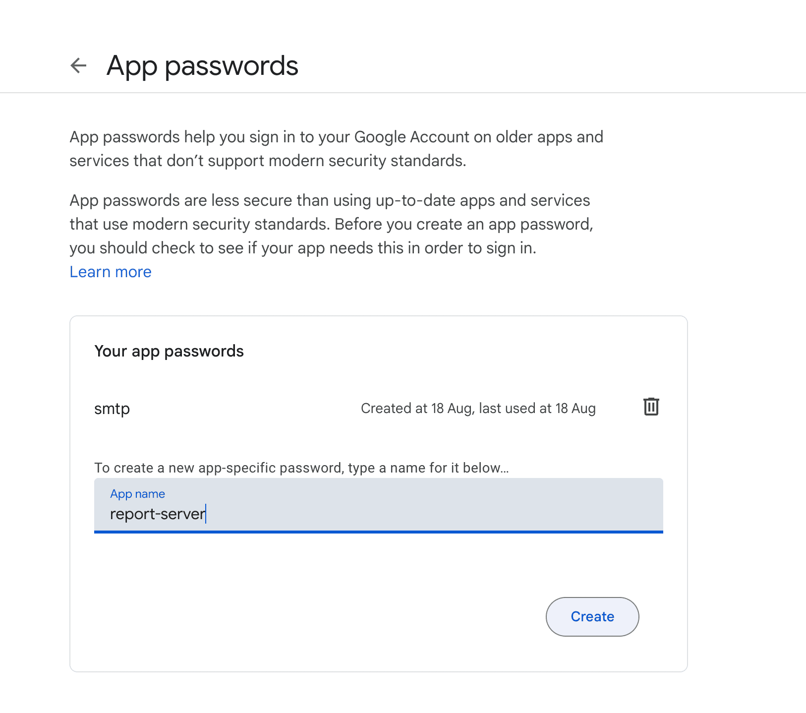 Creating App Password for GMAIL