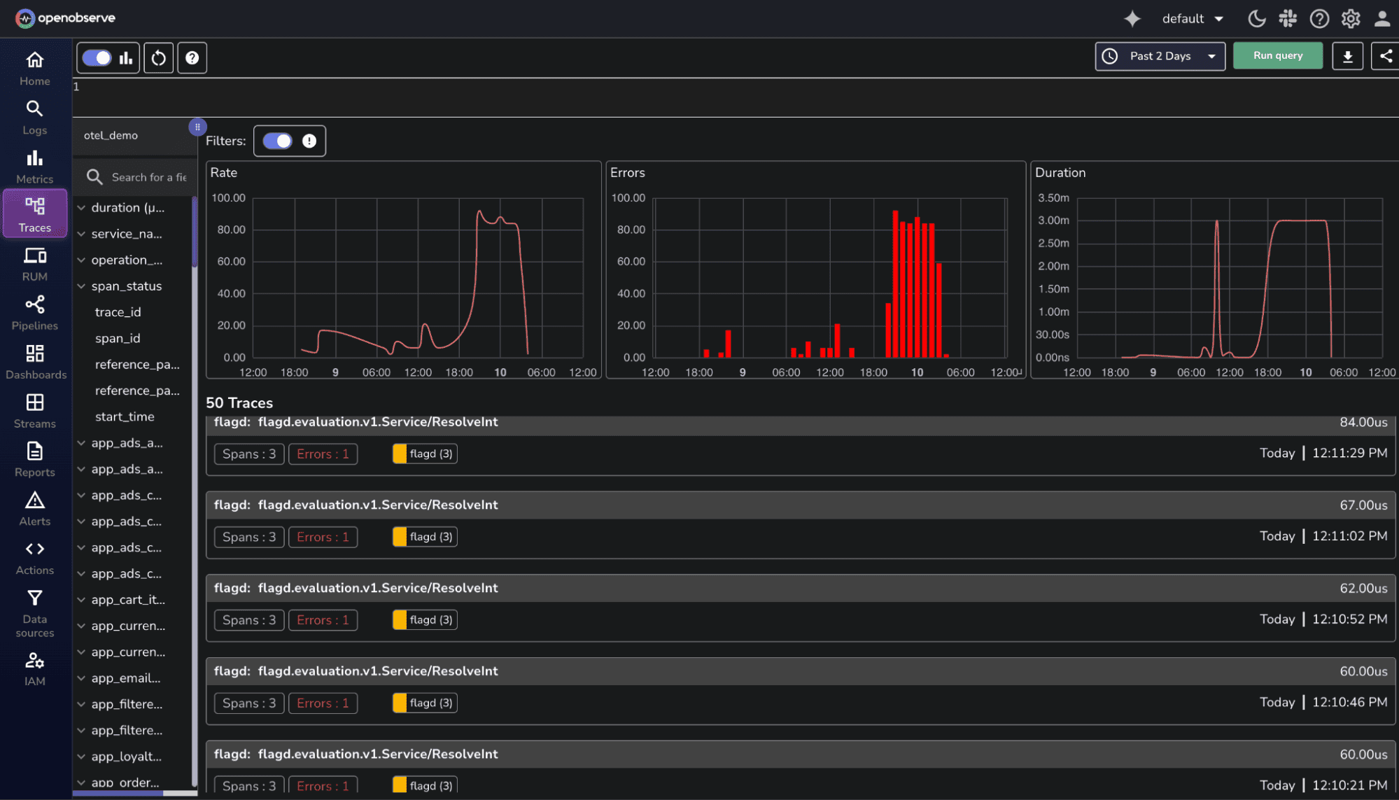 Error-only filter for Traces