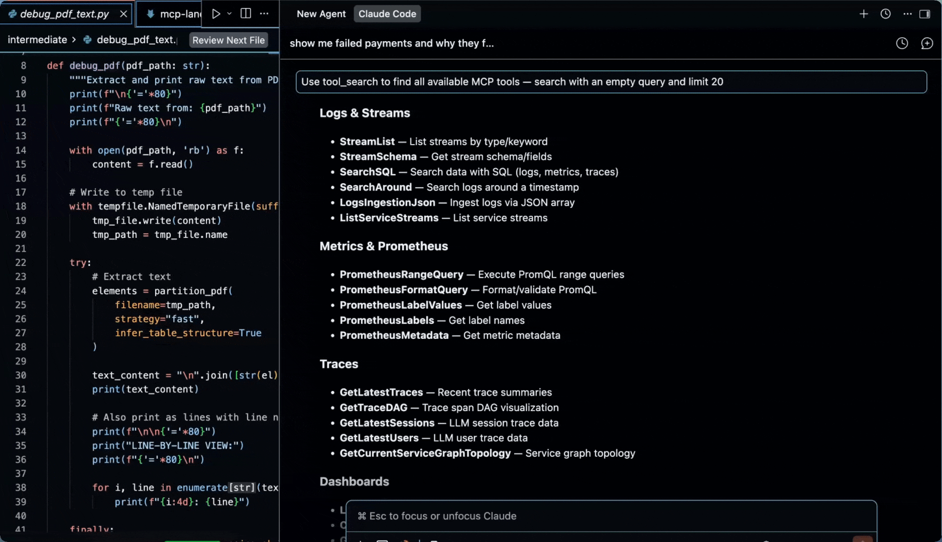 OpenObserve MCP Server connecting to claude code