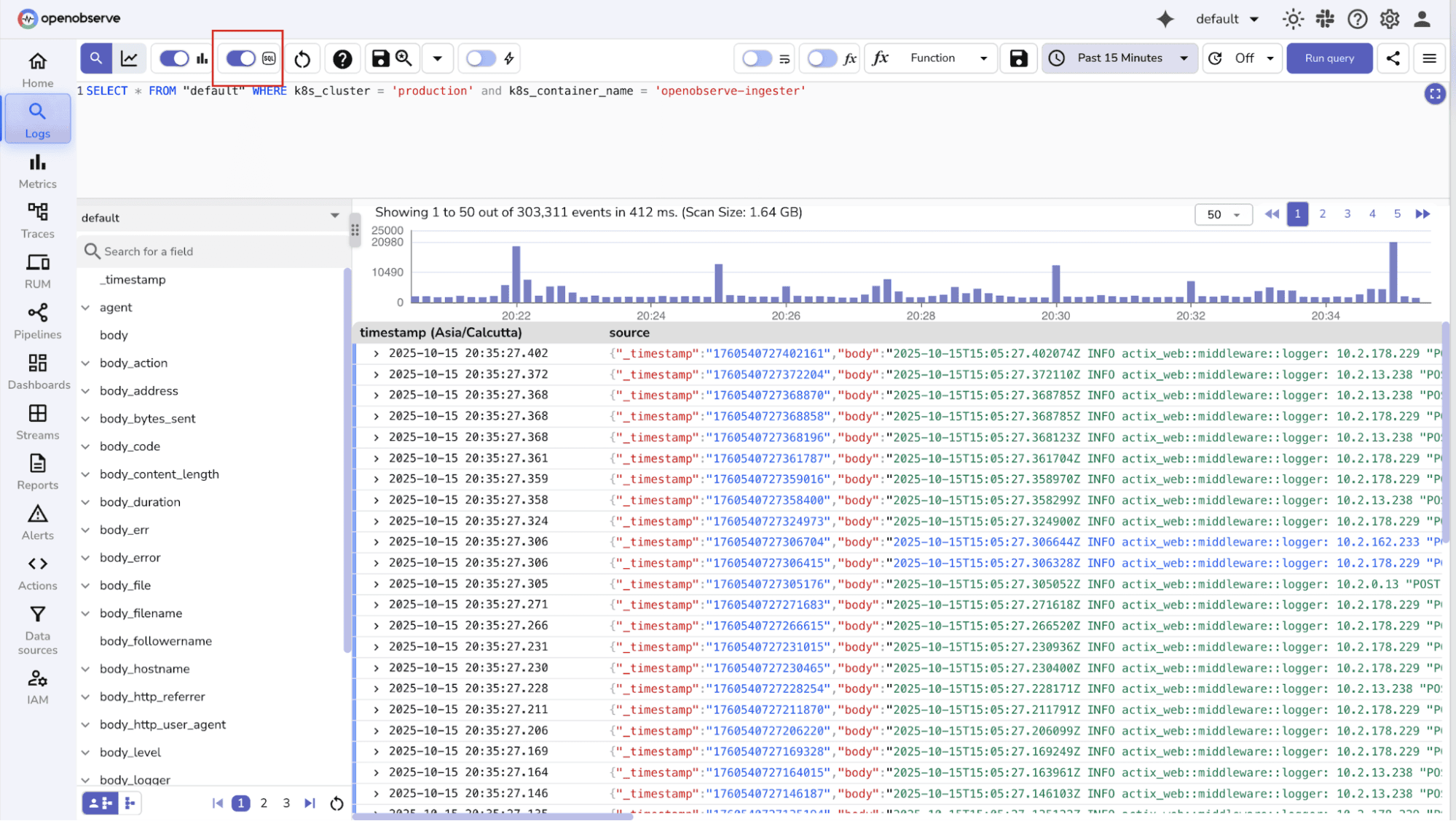 Enable SQL mode for query based filtering