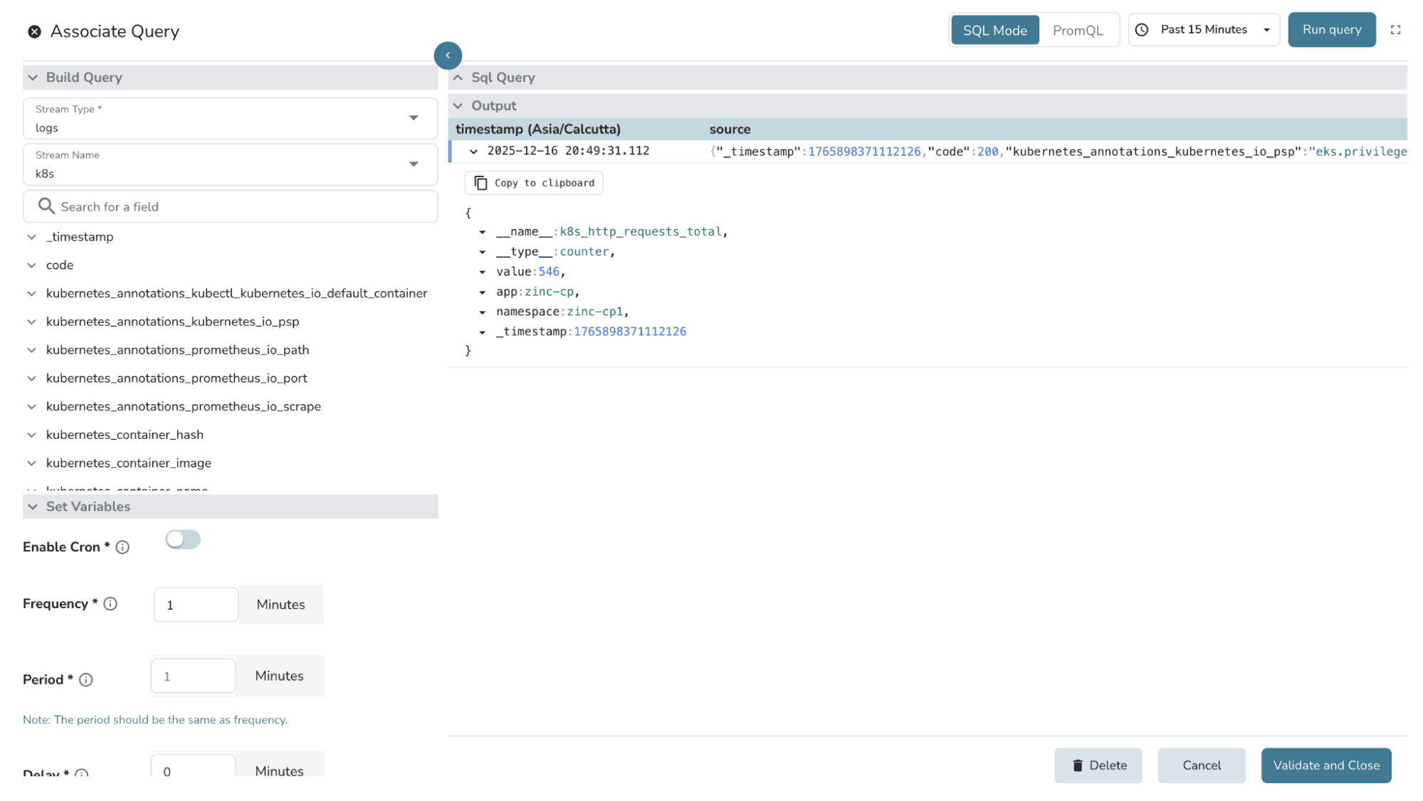 Test SQL Query and set Period and Frequency of Query Execution