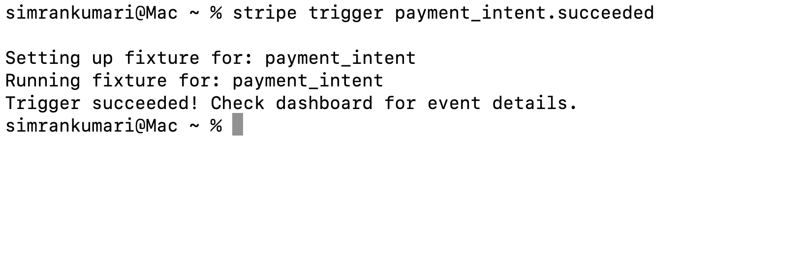 Triggering events using Stripe CLI