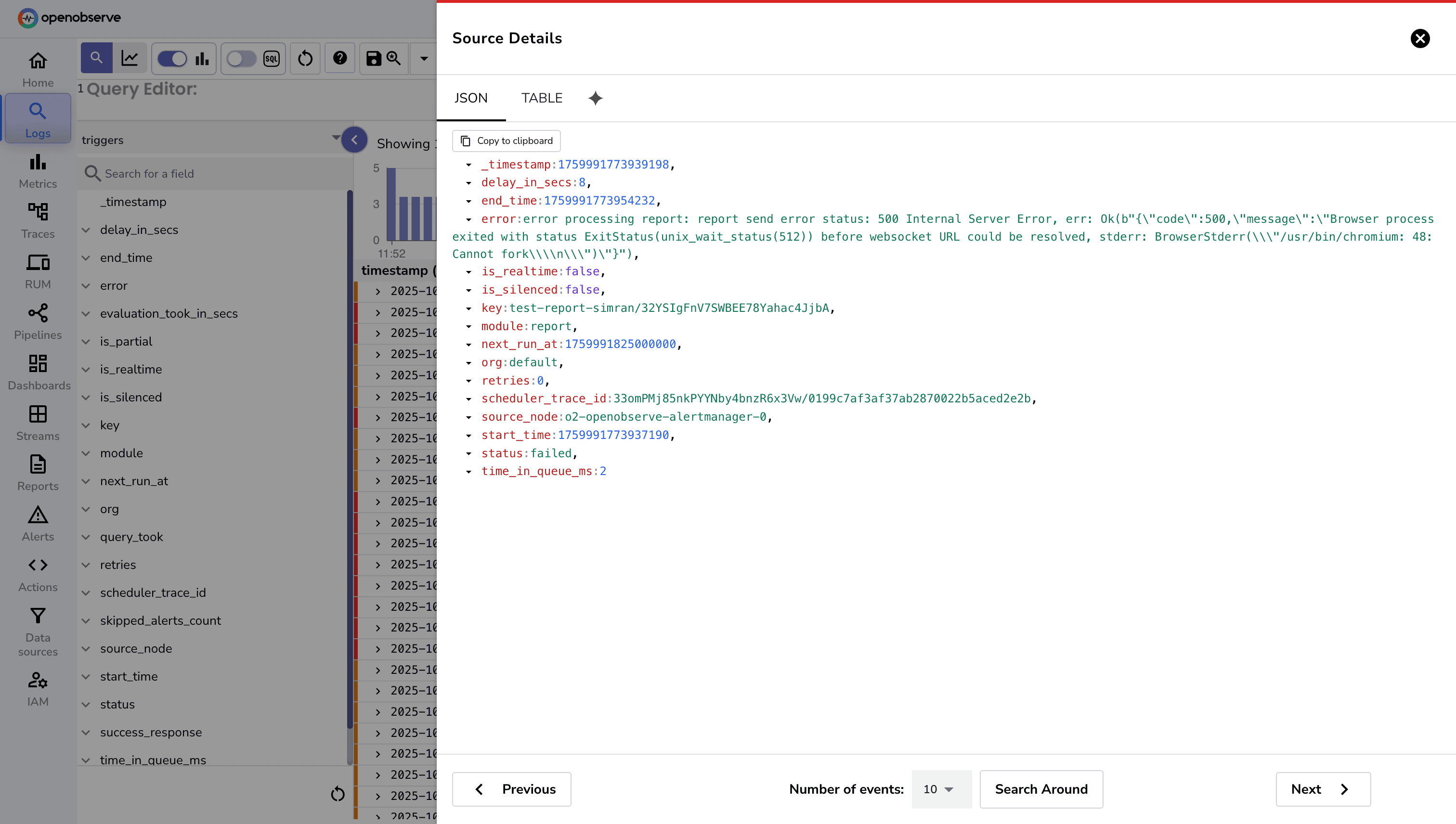 Sample trigger stream