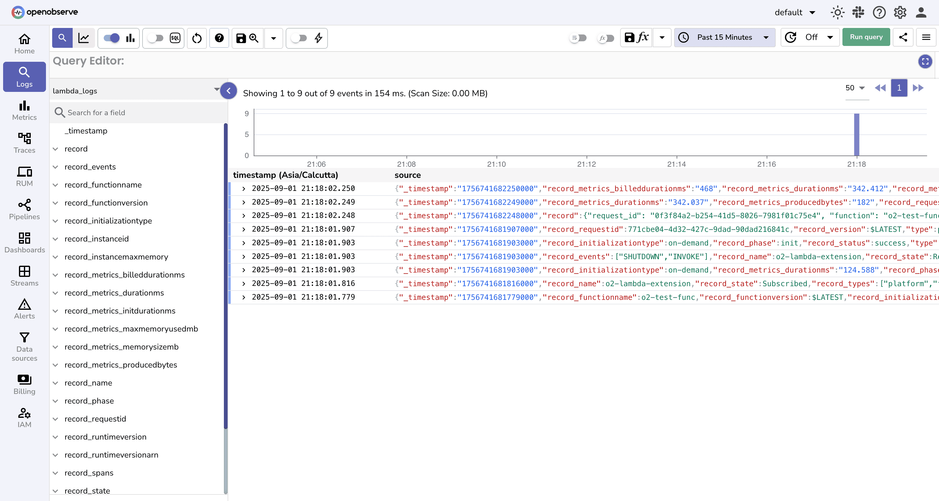 Visualizing AWS Lambda Function Logs in OpenObserve