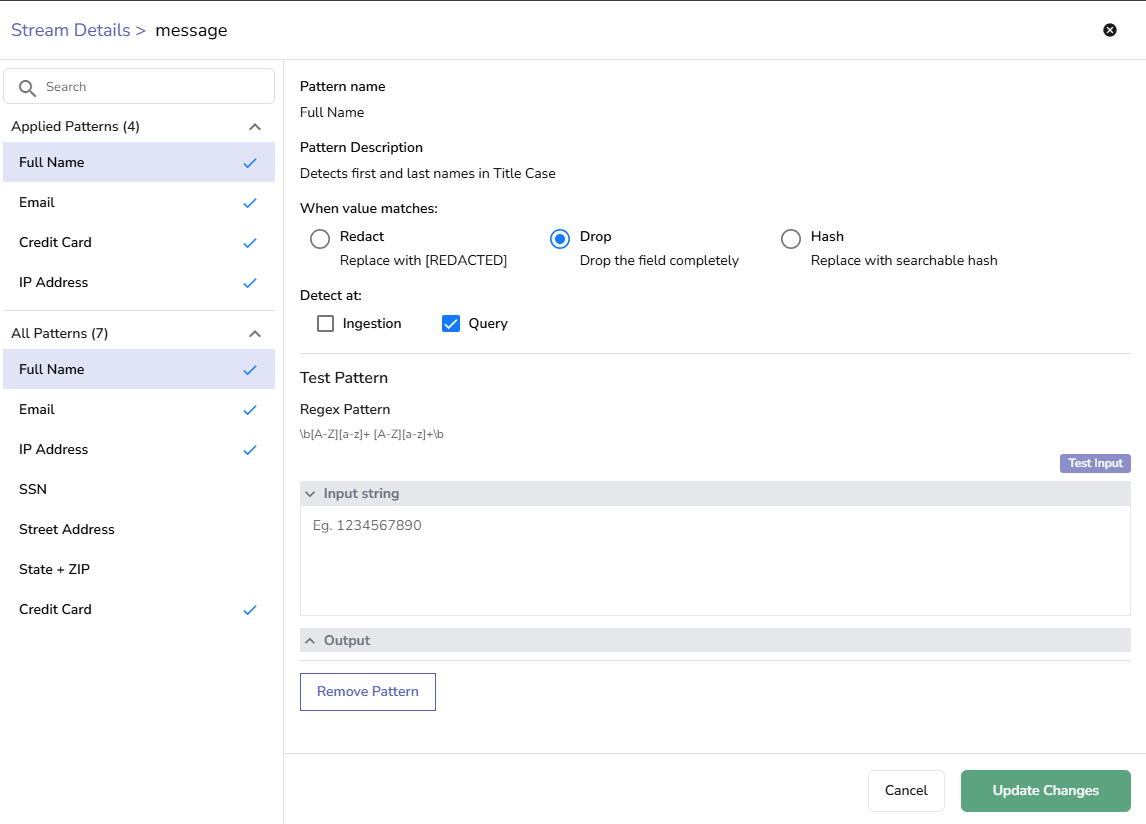 Drop at Query Time- Test Config