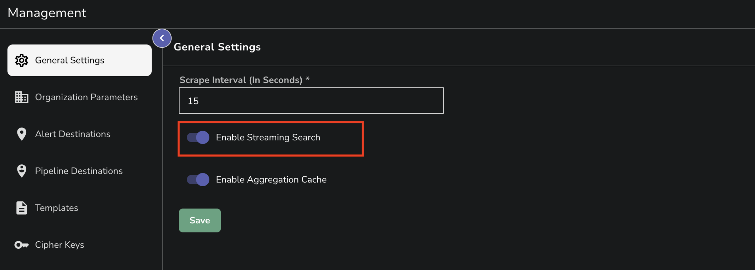 Enable or Disable Streaming Search