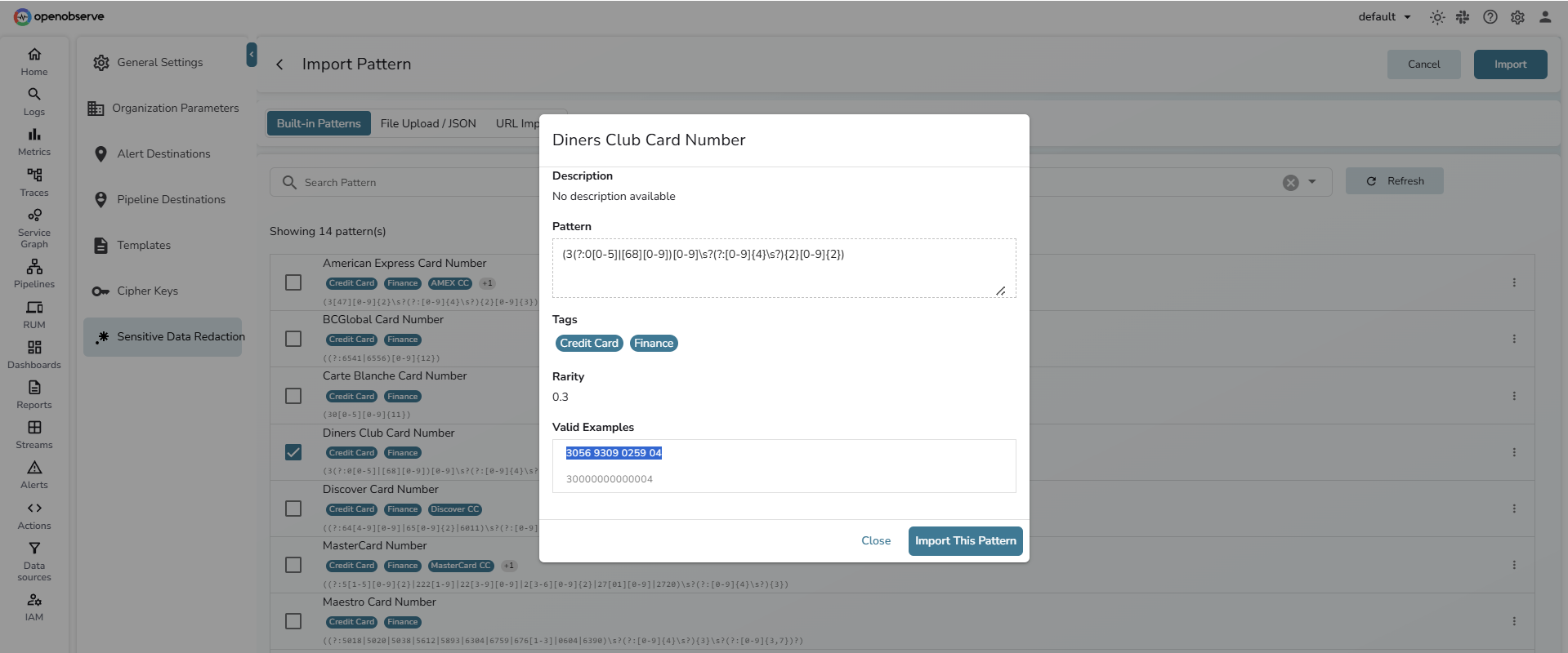 Pattern details view