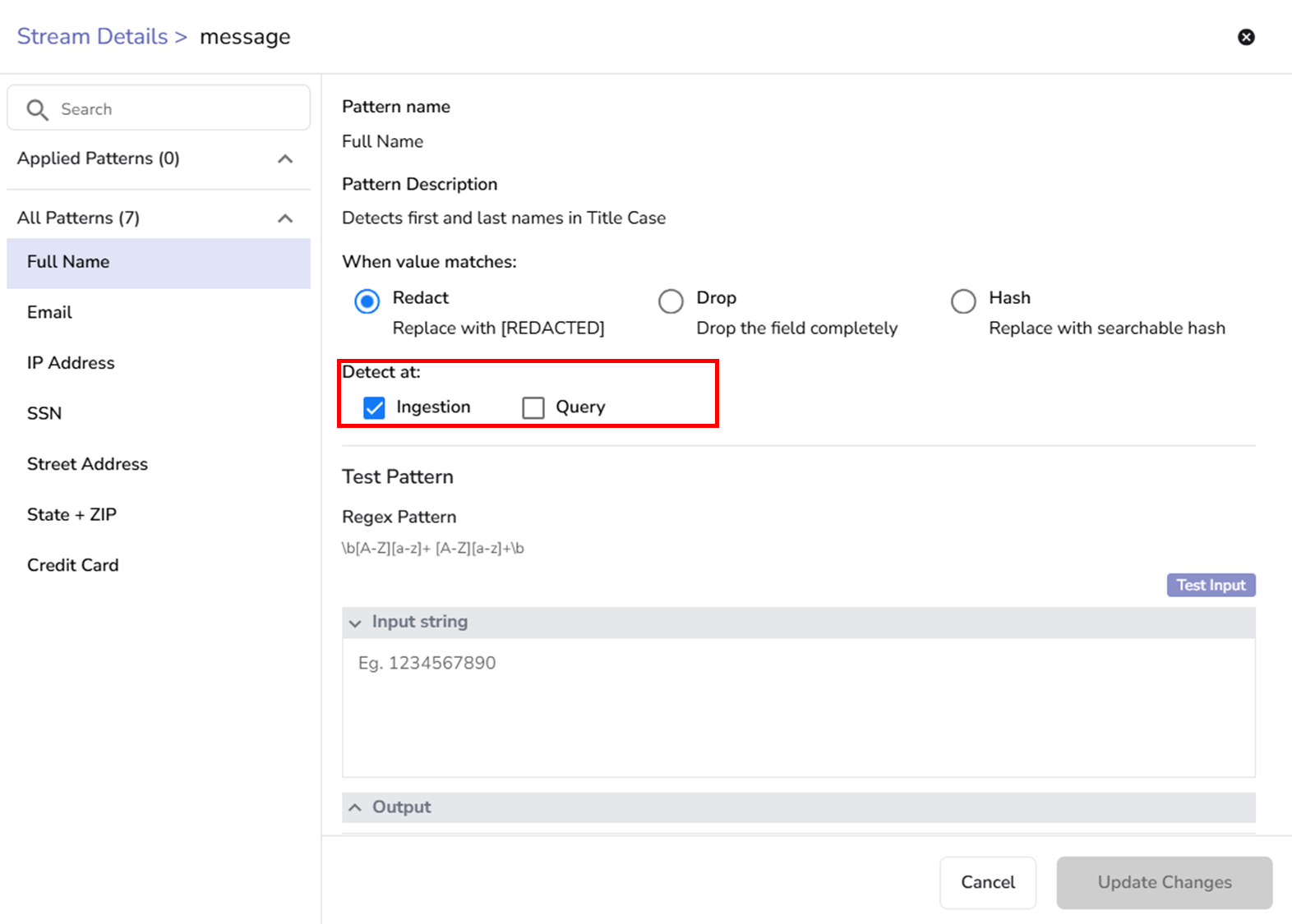 Regex pattern execution time
